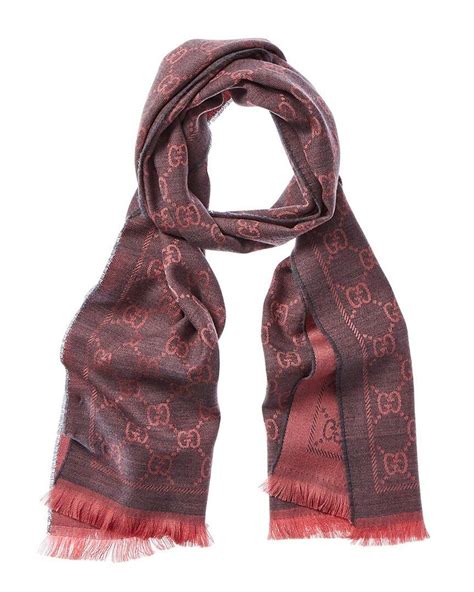 gucci gg jacquard pattern knitted scarf|Gucci wool scarf women's.